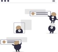 Illustration of a team making content and design decisions