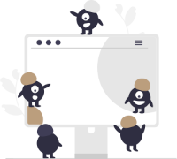 Illustration of a team working together to develop a website
